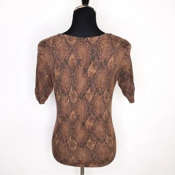 WHBM brown and black snakeskin python knit sweater top size Small - Picture 14 of 14